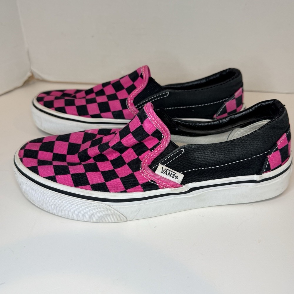 VANS Classic Slip On Checkerboard Black Pink Kids Size 4 Women 5.5 Magenta Skate - Picture 4 of 14